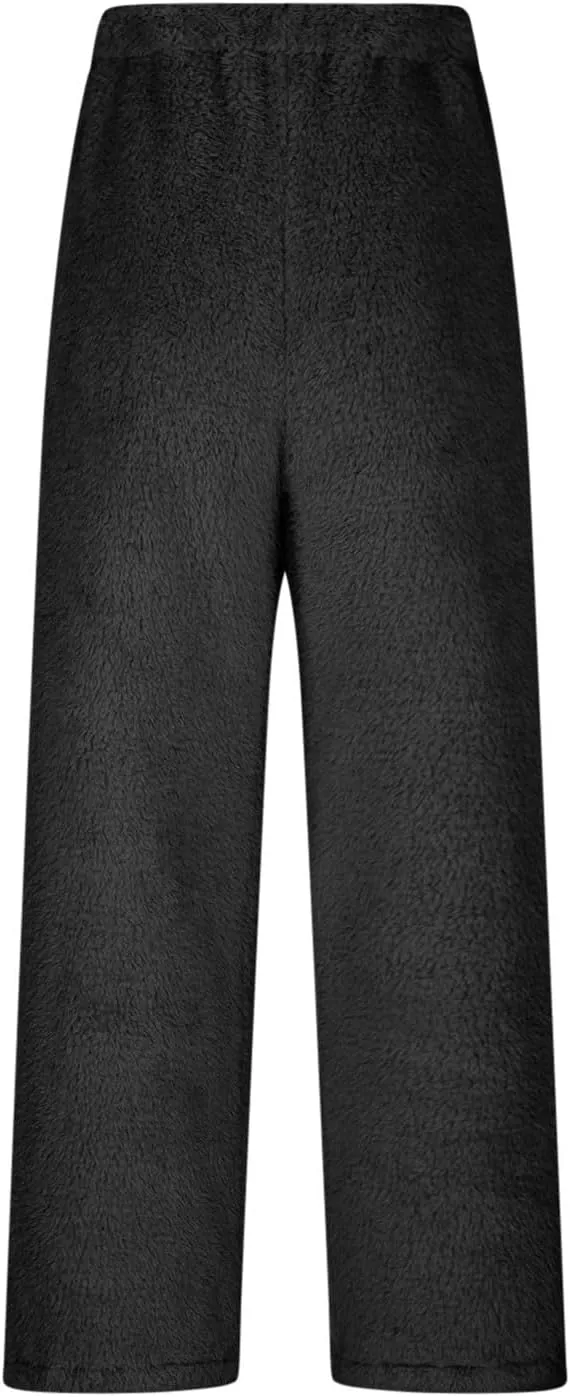 HGps8w Women's Warm Plush Pajama Pants, Soft Fluffy Fleece Pjs Bottoms Sleepwear Winter Comfy Fuzzy Lounge Pants