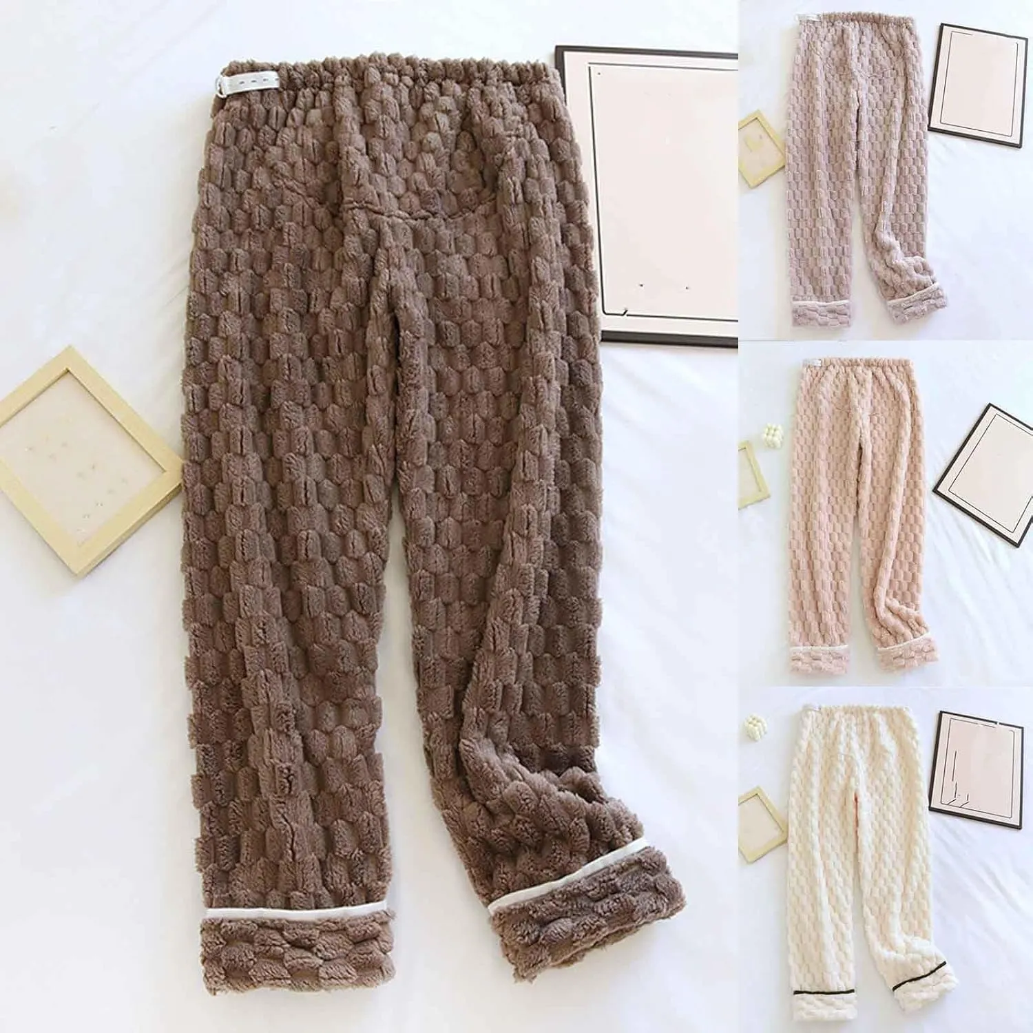 HGps8w Womens Winter Fleece Lounge Sweatpants, Warm Soft Pajamas Bottom Comfy Elastic Waist Sleepwear Pjs Pants