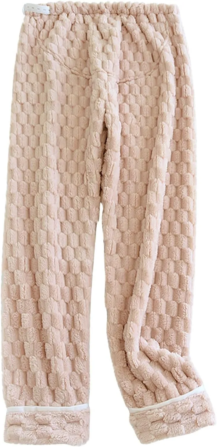 HGps8w Womens Winter Fleece Lounge Sweatpants, Warm Soft Pajamas Bottom Comfy Elastic Waist Sleepwear Pjs Pants