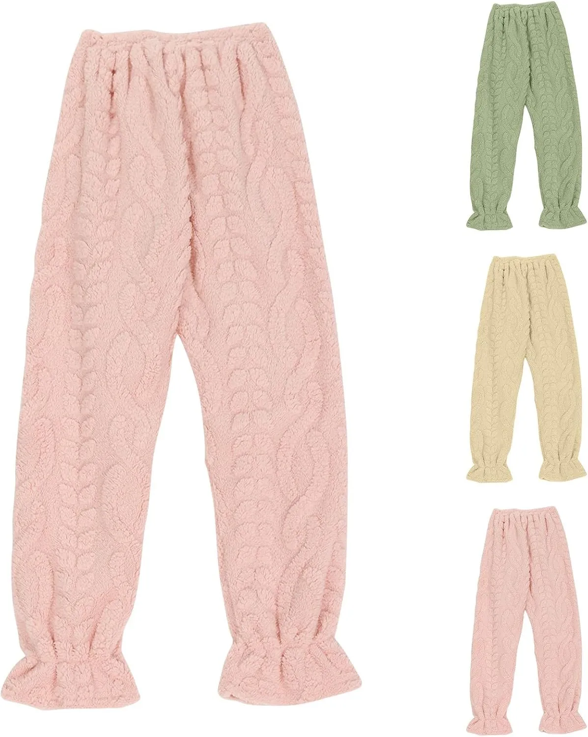 HGps8w Womens Winter Plush Pajama Pants, Fuzzy Fleece Warm Soft Outdoor Lounge Pants Thick Thermal Pjs Bottom Sleepwear