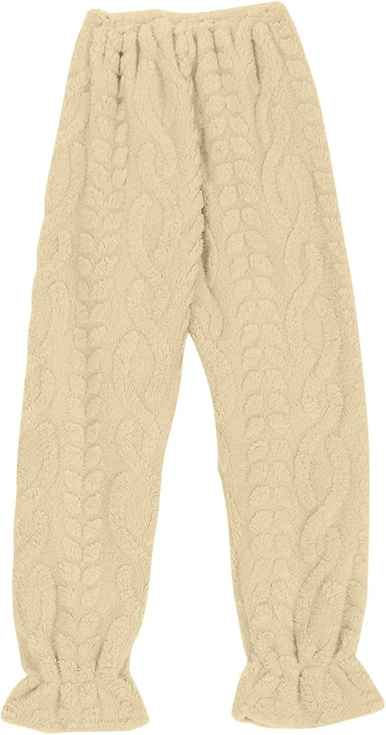 HGps8w Womens Winter Plush Pajama Pants, Fuzzy Fleece Warm Soft Outdoor Lounge Pants Thick Thermal Pjs Bottom Sleepwear