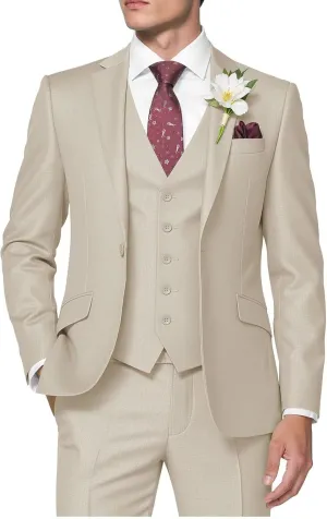 HUUTOE Men's 3 Piece Suits Slim Fit Wedding Suits for Men Prom Dress Suit Summer Blazer Jacket Vest Pants Tuxedo Set Men