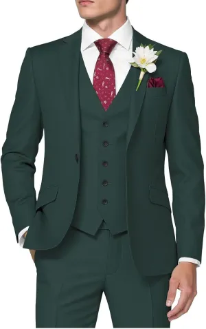 HUUTOE Men's 3 Piece Suits Slim Fit Wedding Suits for Men Prom Dress Suit Summer Blazer Jacket Vest Pants Tuxedo Set Men