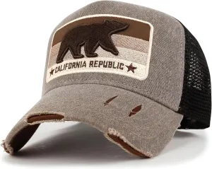 ililily Premium California Bear Embroidered Baseball Cap Vintage Trucker Hat