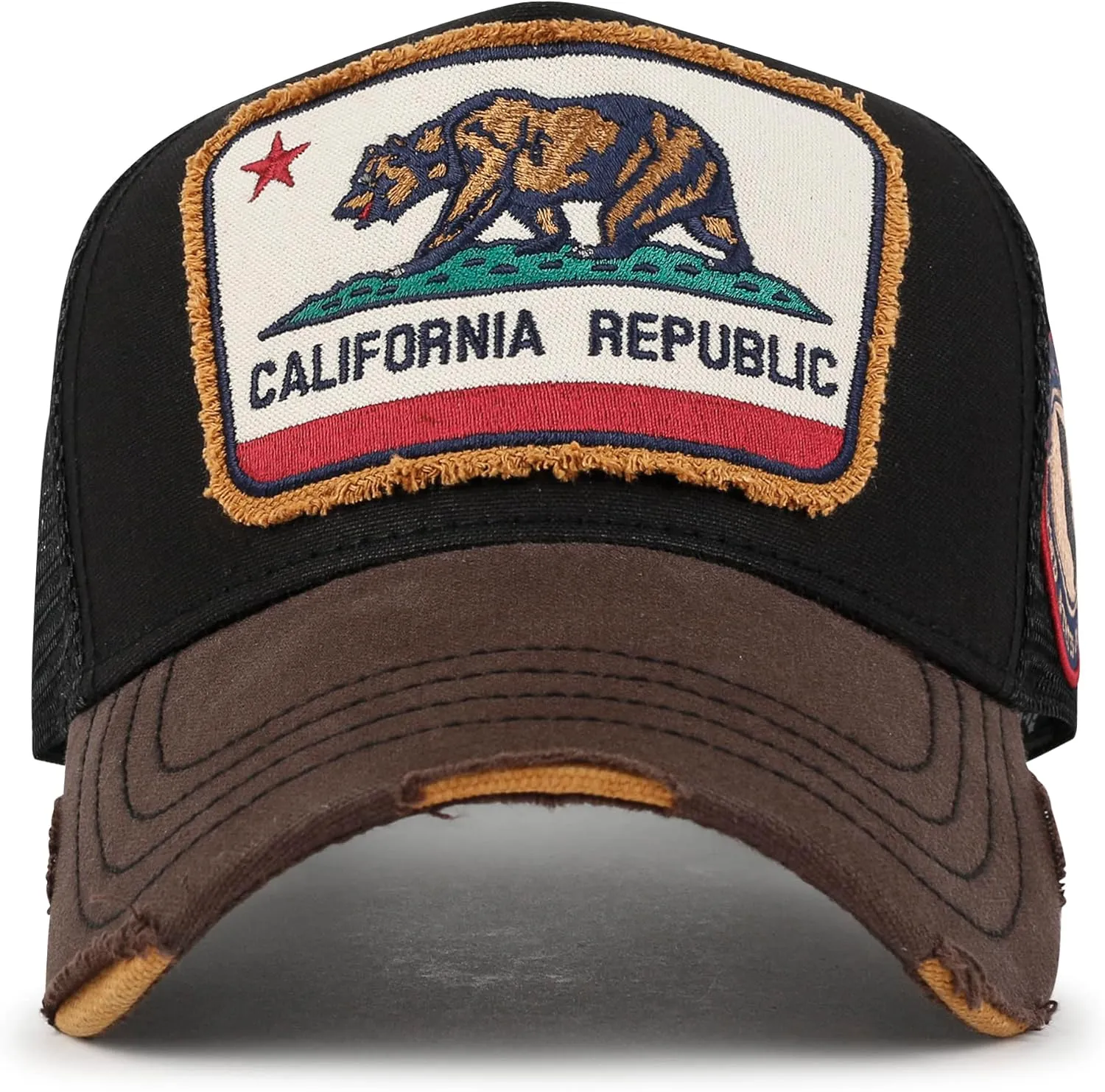ililily Premium California Bear Embroidered Baseball Cap Vintage Trucker Hat
