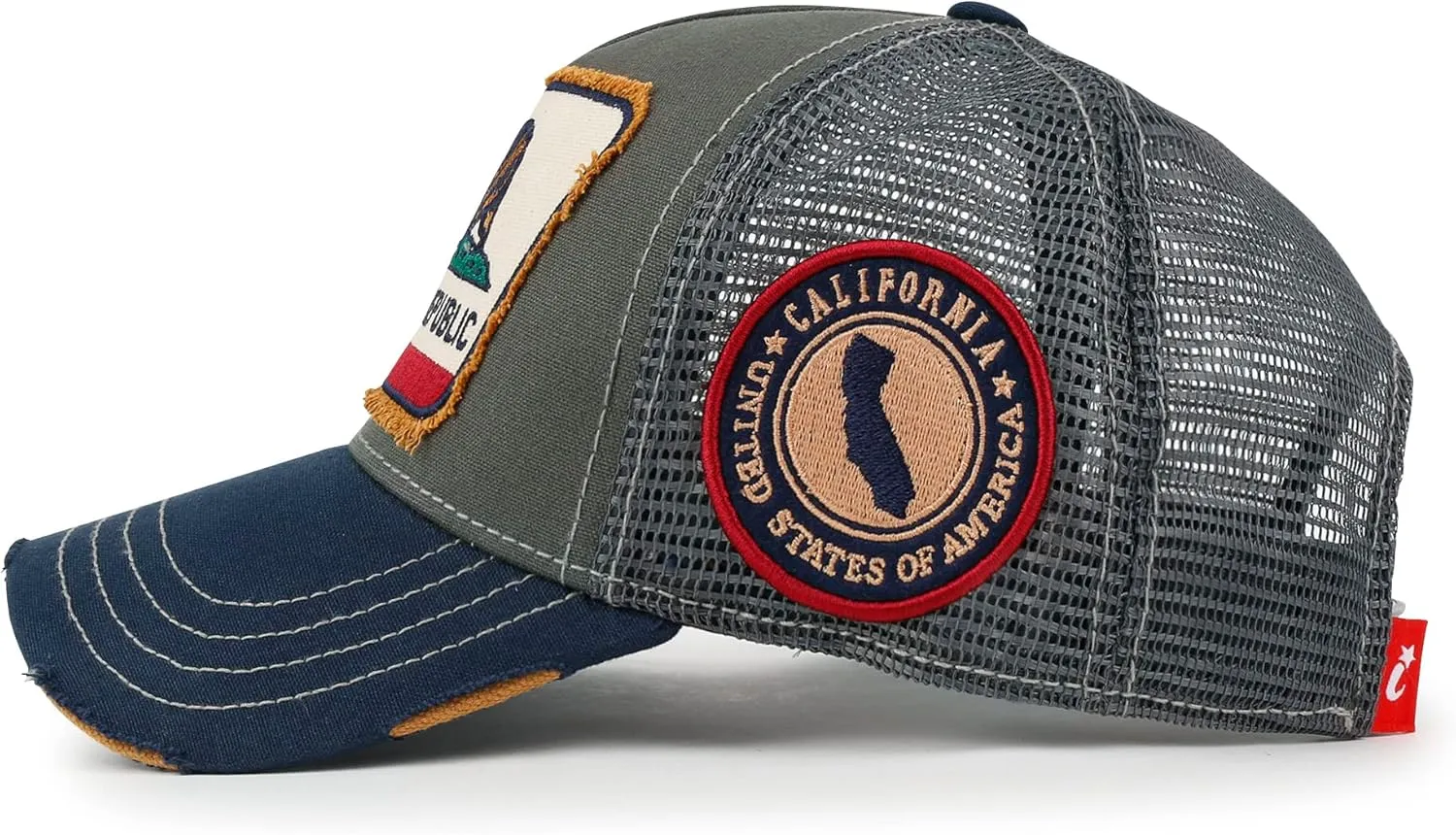 ililily Premium California Bear Embroidered Baseball Cap Vintage Trucker Hat