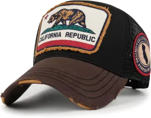 ililily Premium California Bear Embroidered Baseball Cap Vintage Trucker Hat