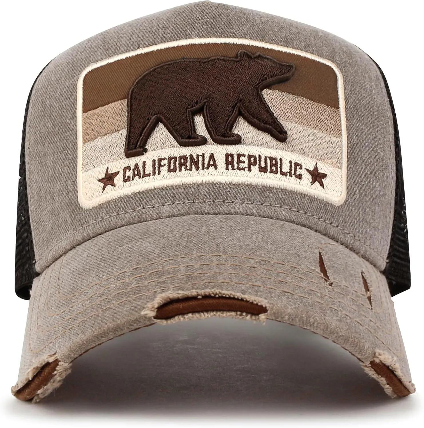 ililily Premium California Bear Embroidered Baseball Cap Vintage Trucker Hat