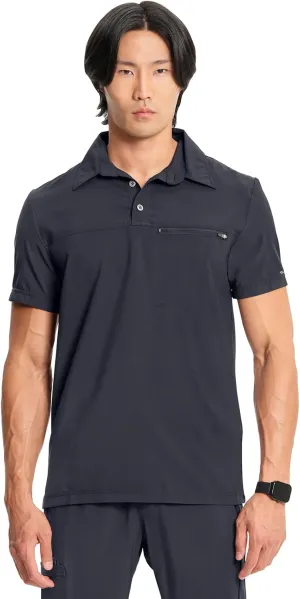 Infinity Cherokee Mens Scrub Top Modern Fit Polo T-Shirt with Zipper Chest Pocket CK825A
