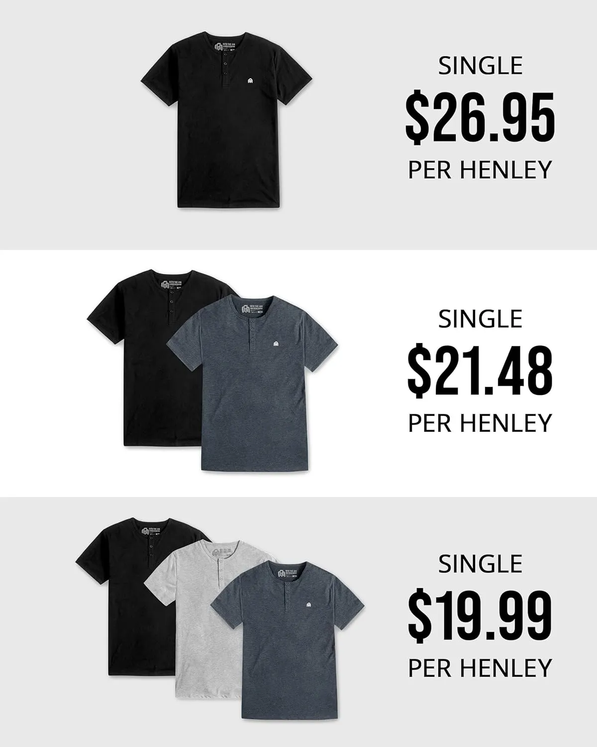 INTO THE AM Premium Henley Shirts for Men - Casual Short Sleeve Modern Fit T-Shirt