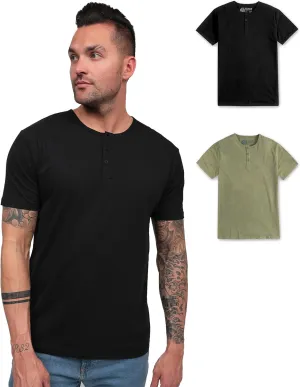 INTO THE AM Premium Henley Shirts for Men - Casual Short Sleeve Modern Fit T-Shirt