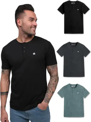 INTO THE AM Premium Henley Shirts for Men - Casual Short Sleeve Modern Fit T-Shirt