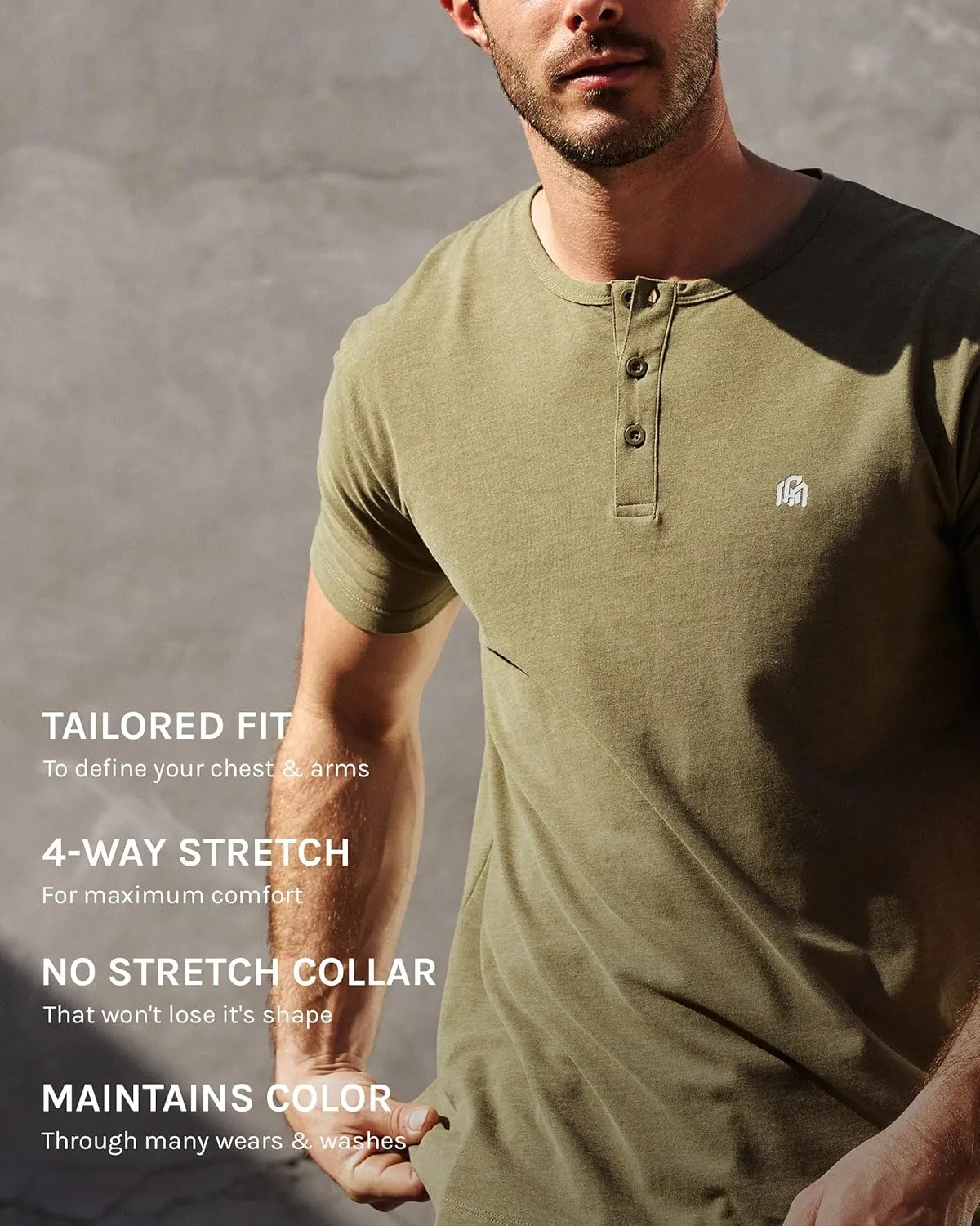INTO THE AM Premium Henley Shirts for Men - Casual Short Sleeve Modern Fit T-Shirt