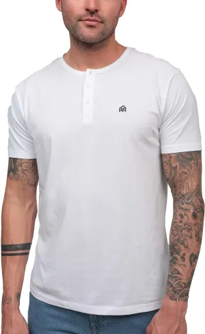 INTO THE AM Premium Henley Shirts for Men - Casual Short Sleeve Modern Fit T-Shirt
