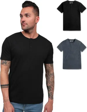 INTO THE AM Premium Henley Shirts for Men - Casual Short Sleeve Modern Fit T-Shirt