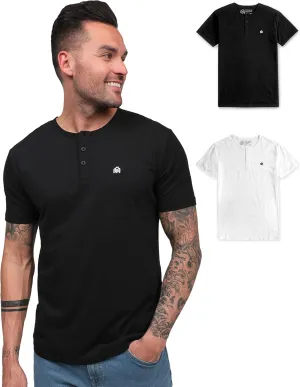 INTO THE AM Premium Henley Shirts for Men - Casual Short Sleeve Modern Fit T-Shirt