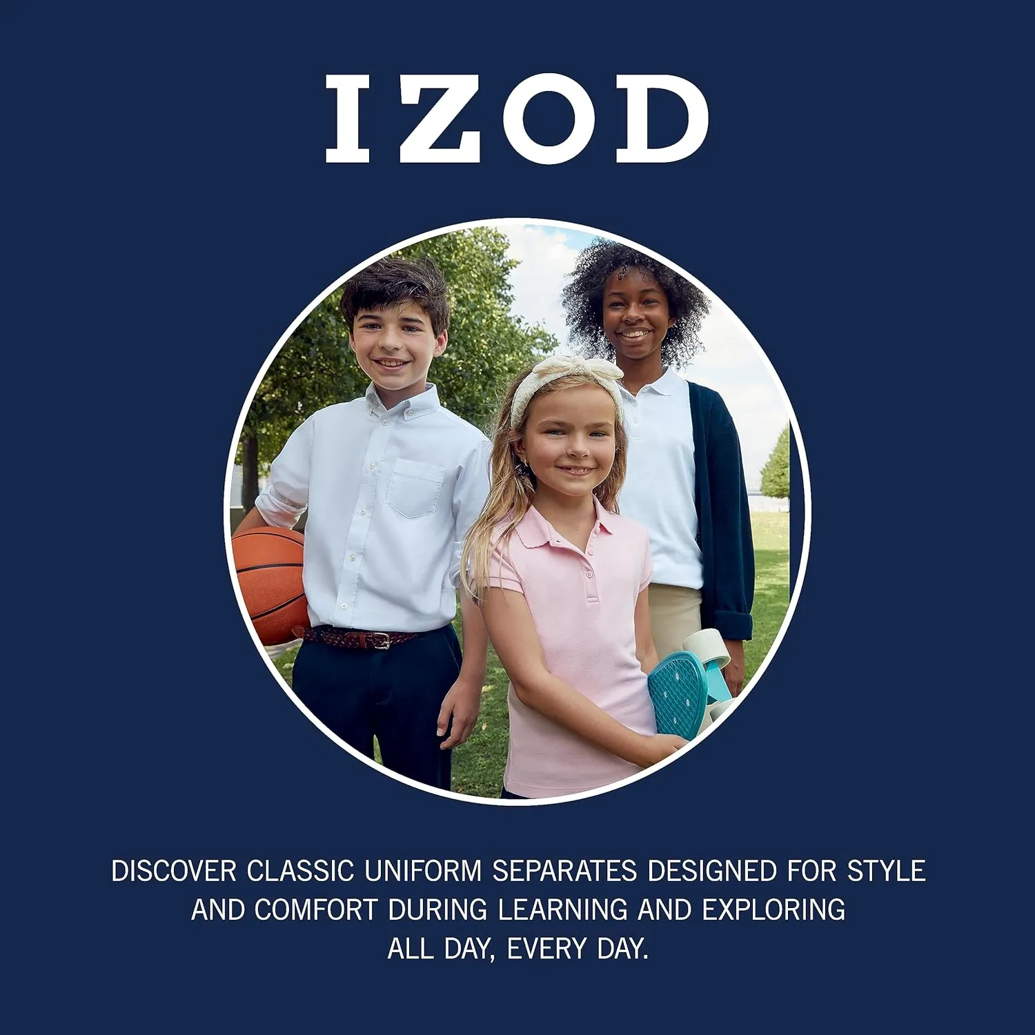 IZOD Boys' School Uniform Flat Front Khaki Shorts, Moisture Wicking Performance Fabric, Wrinkle & Fade Resistant