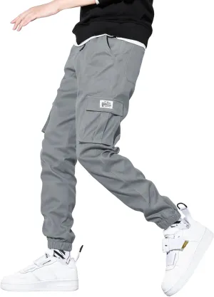 JMIERR Mens Casual Cargo Pants Stretch Elastic Waist Drawstring Joggers Pants Tapered Sweatpants for Men Multi Pockets