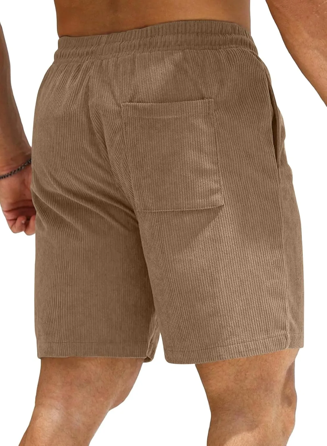 JMIERR Men's Corduroy Shorts Casual Elastic Waist Drawstring Lightweight Summer Beach Shorts