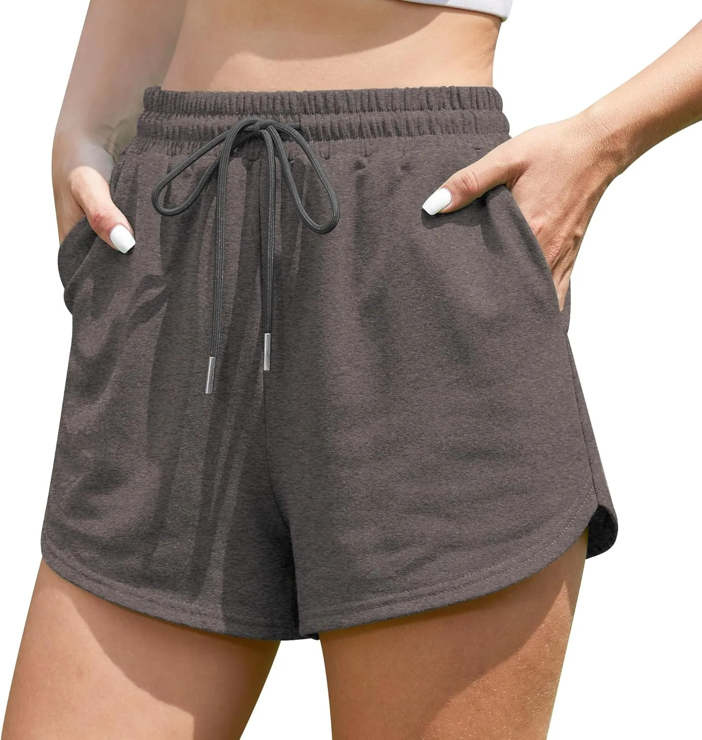 Jouica Womens Sweat Shorts with Pockets Cotton 2024 Trendy Shorts Drawstring Summer Workout Running Casual Lounge Shorts