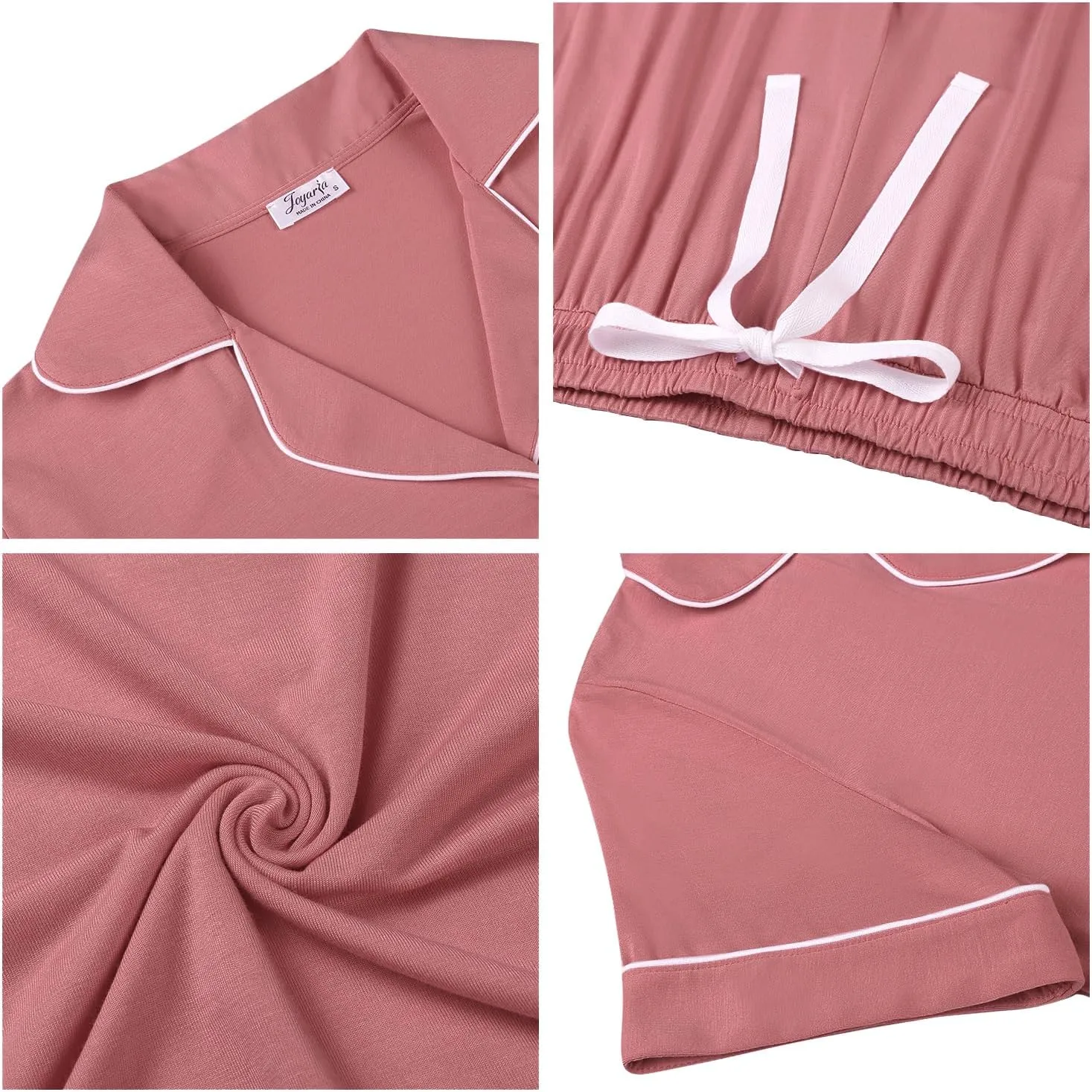 Joyaria Women Capri Pajamas Set Bamboo Viscose Pjs Short Sleeve Button Down Sleepwear