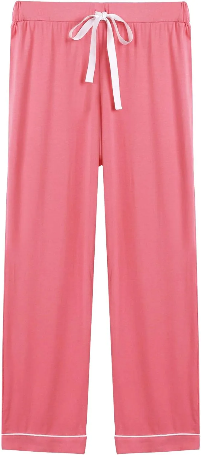 Joyaria Womens Bamboo Viscose Pajama Sets Long Sleeve Button Down Cooling Sleepwear Soft Comfortable Pj Pants Set for Women