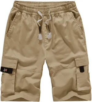 Kolongvangie Men's Cargo Shorts Casual Drawstring Pull On Cotton Summer Big & Tall Relaxed Fit Work Shorts