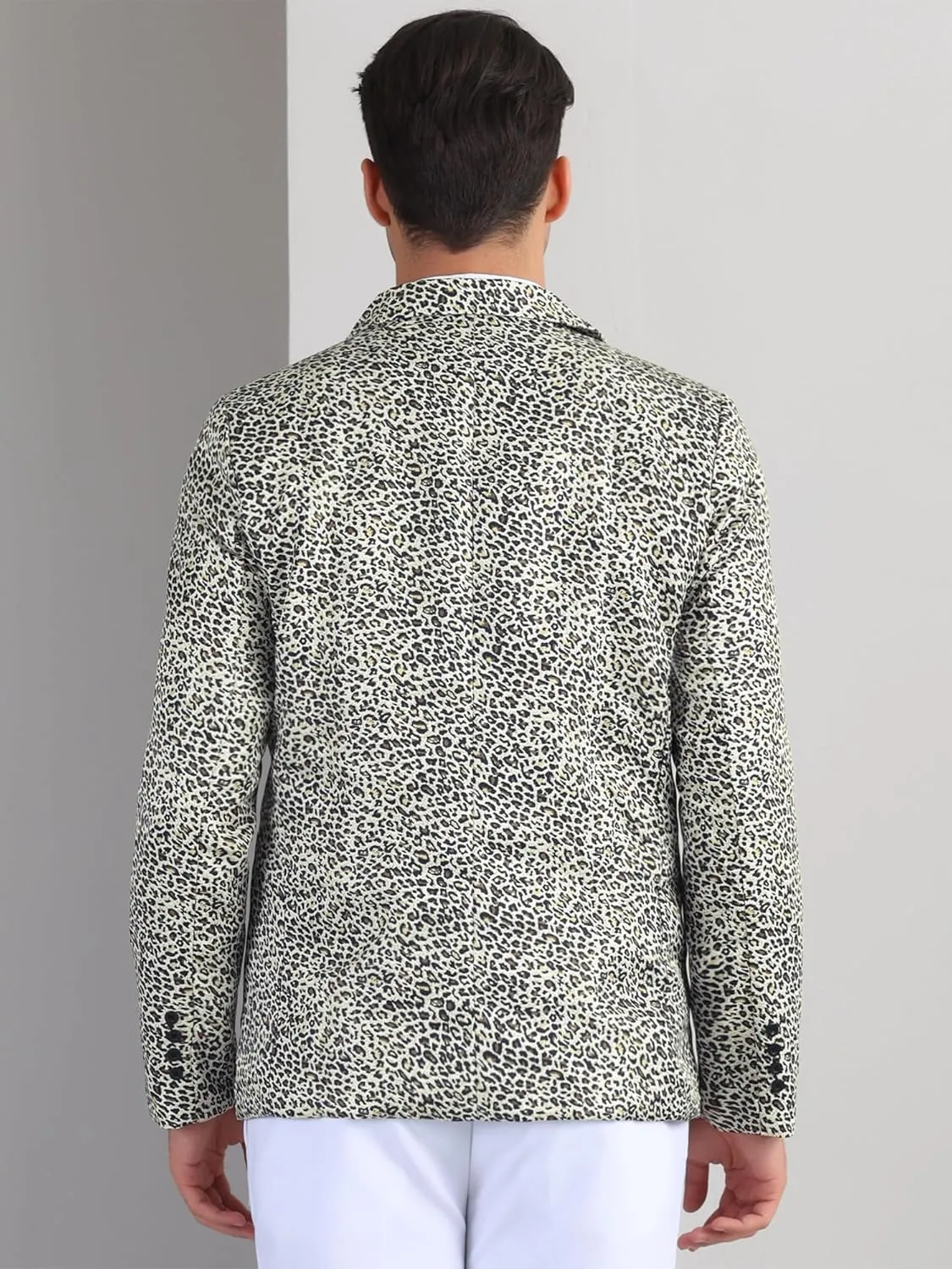 Lars Amadeus Animal Printed Blazers for Men's Peak Lapel One Button Slim Fit Party Tuxedo Sports Coats