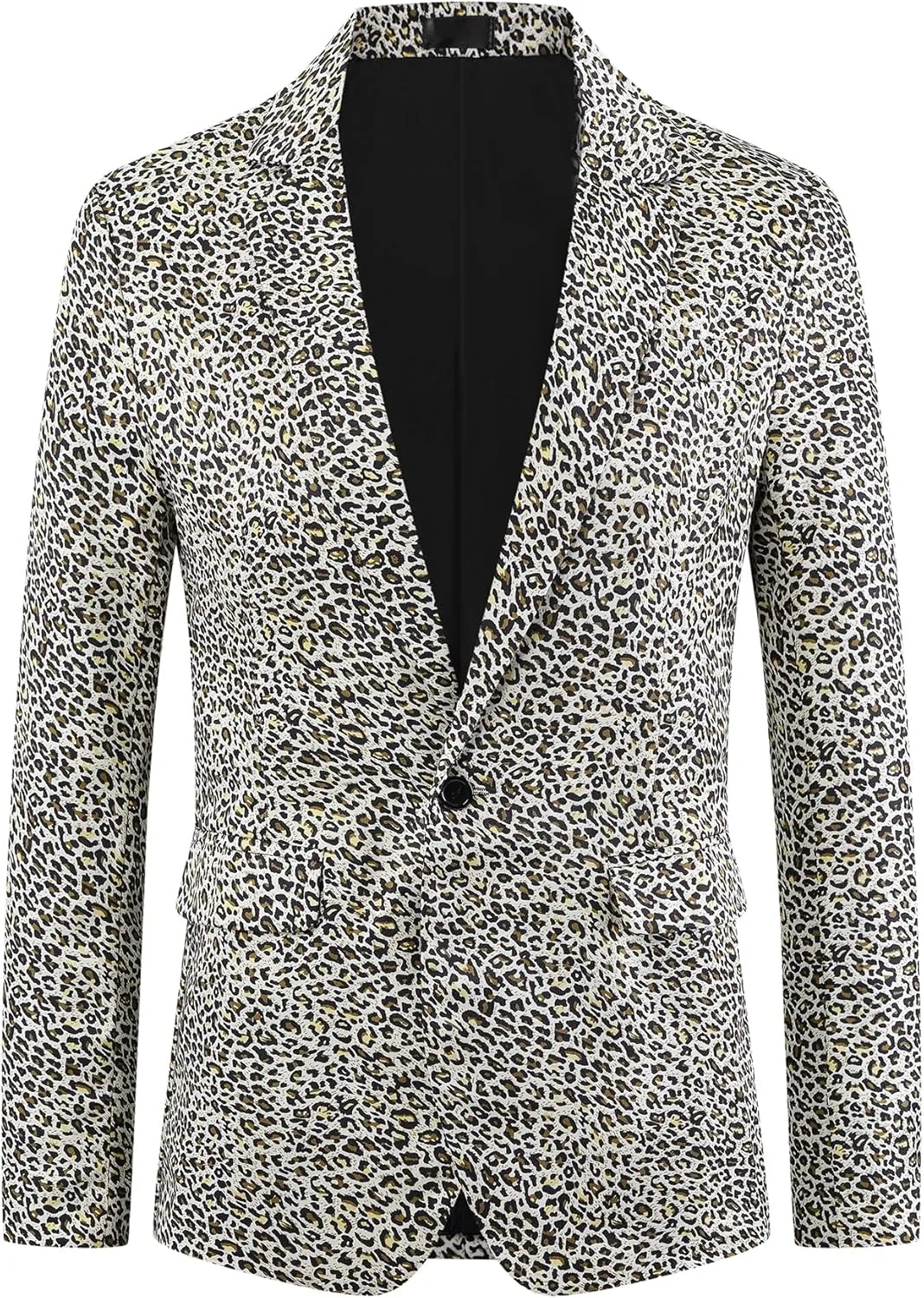 Lars Amadeus Animal Printed Blazers for Men's Peak Lapel One Button Slim Fit Party Tuxedo Sports Coats