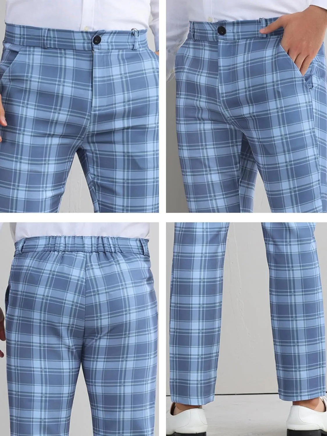 Lars Amadeus Men's Plaid Dress Pants Regular Fit Formal Business Checked Trousers