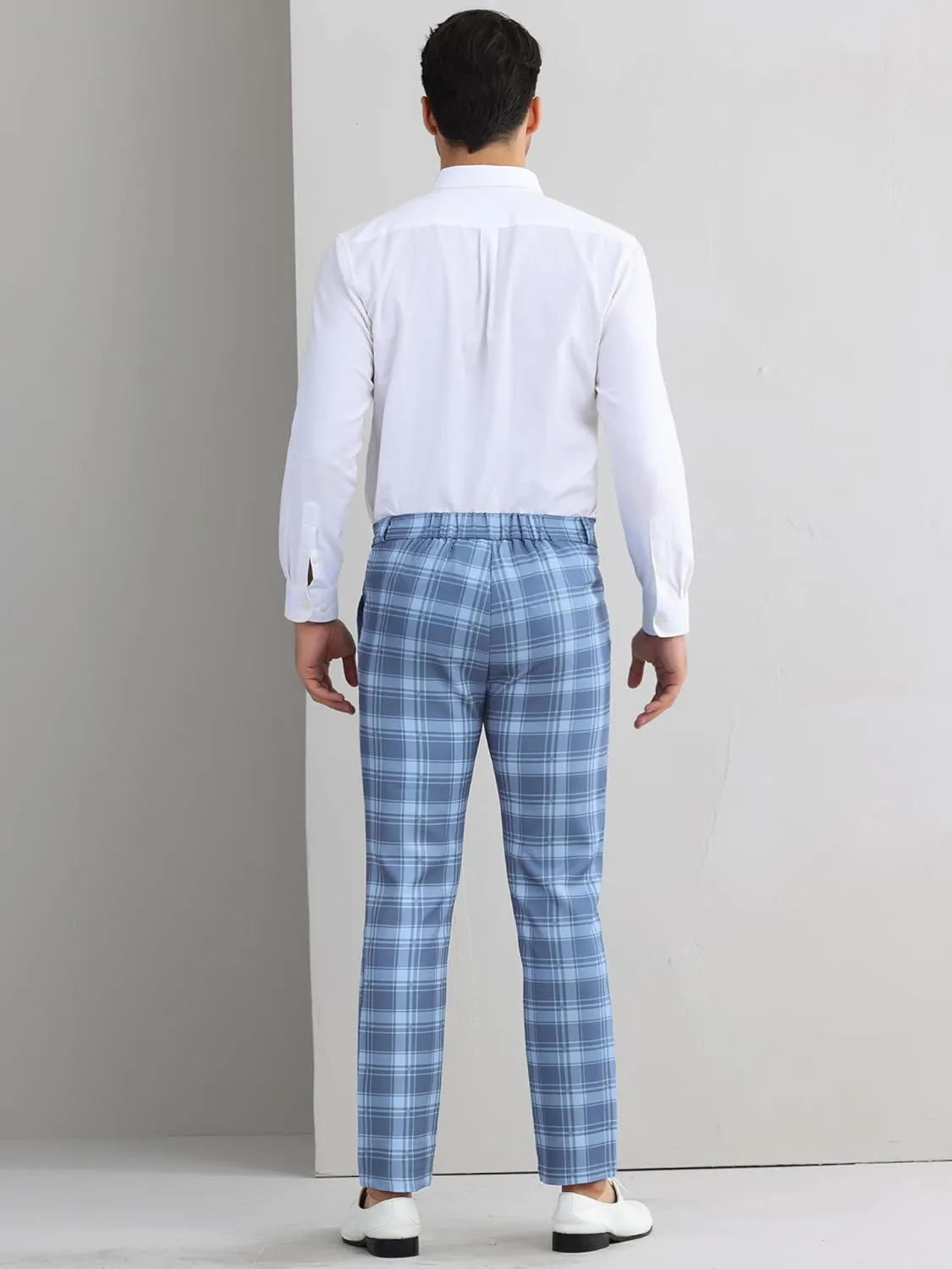 Lars Amadeus Men's Plaid Dress Pants Regular Fit Formal Business Checked Trousers