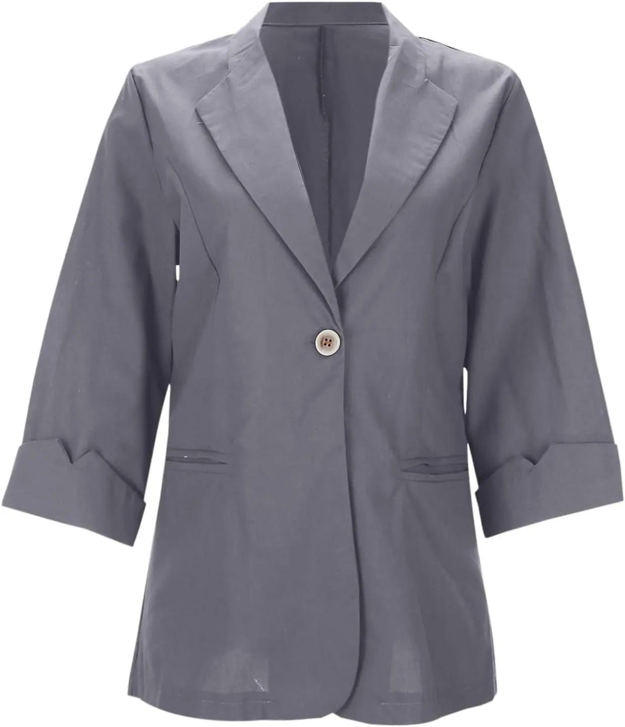 Linen Blazers for Women Business Casual Dressy Lapel Suit Blazer 3/4 Sleeve Lightweight Spring Summer Blazer Jackets