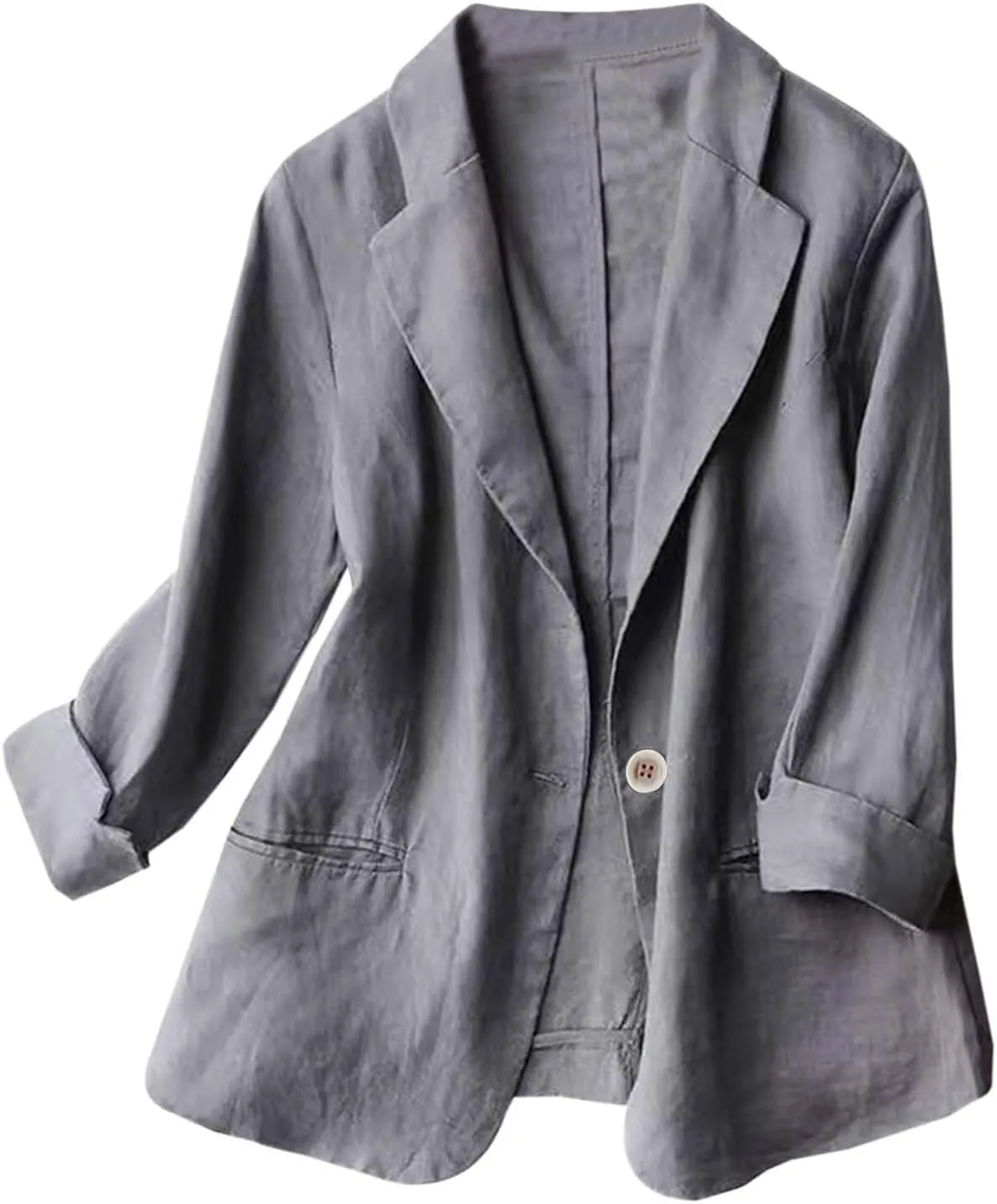 Linen Blazers for Women Business Casual Dressy Lapel Suit Blazer 3/4 Sleeve Lightweight Spring Summer Blazer Jackets