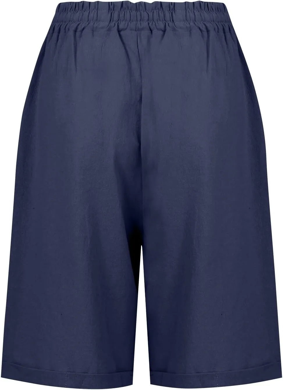 Linen Shorts for Women Casual High Waisted Knee Length Wide Leg 2025 Summer Elastic Waist Drawstring Shorts Half Pants