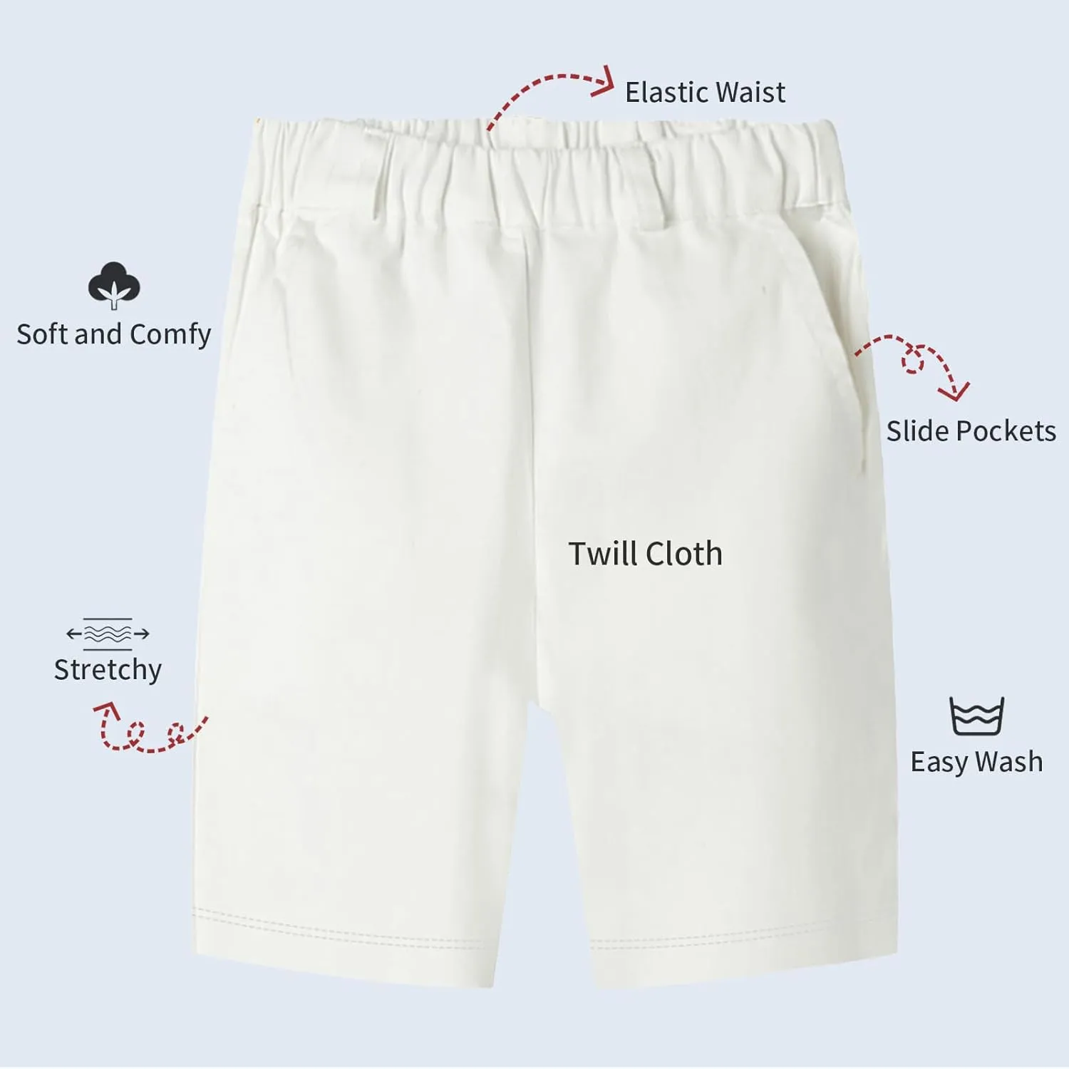 LittleSpring Boys Uniform Shorts Pull On Flat Front School Performance Shorts