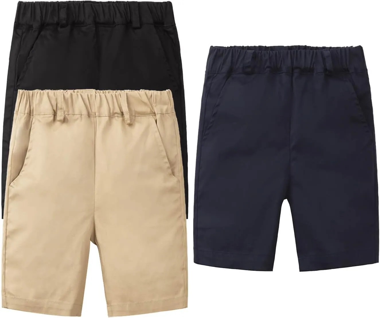 LittleSpring Boys Uniform Shorts Pull On Flat Front School Performance Shorts