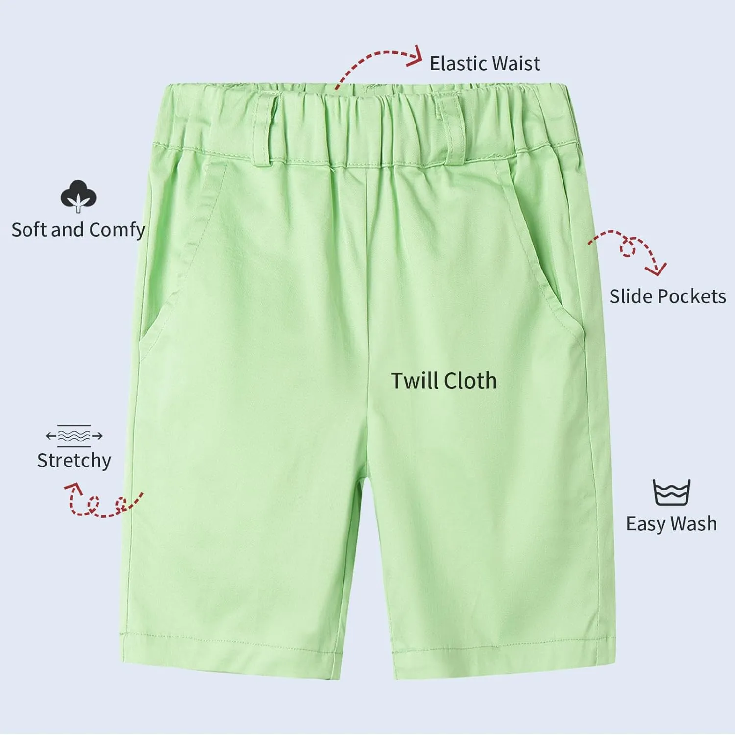 LittleSpring Boys Uniform Shorts Pull On Flat Front School Performance Shorts