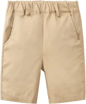 LittleSpring Boys Uniform Shorts Pull On Flat Front School Performance Shorts