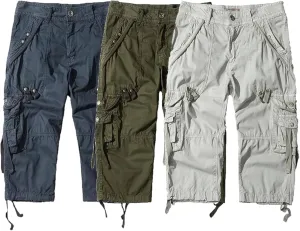 Maiyifu-GJ Men's 3/4 Cargo Shorts Elastic Multi Pockets Below Knee Cargo Shorts Summer Casual Loose Cotton Long Shorts