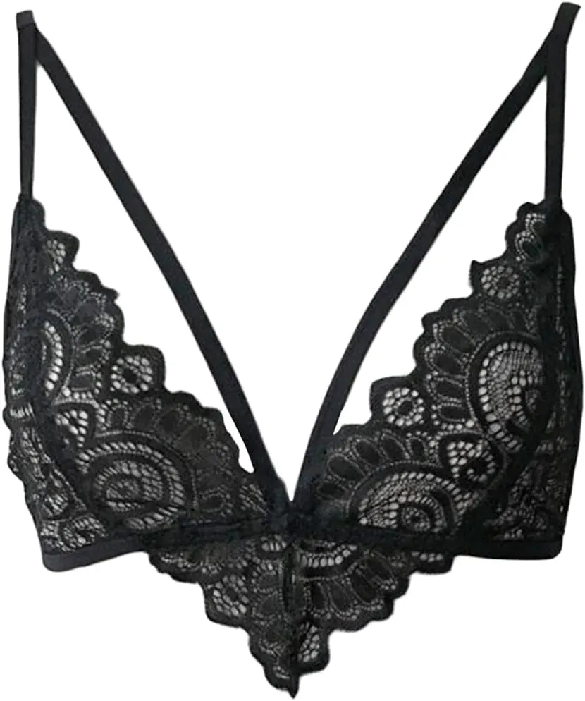 Maiyifu-GJ Women's Two Piece Lingerie Set Sexy Lace Strap Bralette Bra and Panty Sets Floral Teddy Push Up Underwear Set