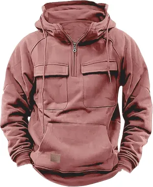 Men Tactical Sweatshirt Quarter Zip Cargo Pullover Hoodies Workout Gym Sports Running Outdoor Winter Jackets