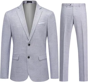 Mens 2 Piece Checked Suit Slim Fit 1 Button Plaid Casual Formal Blazer Pants Set