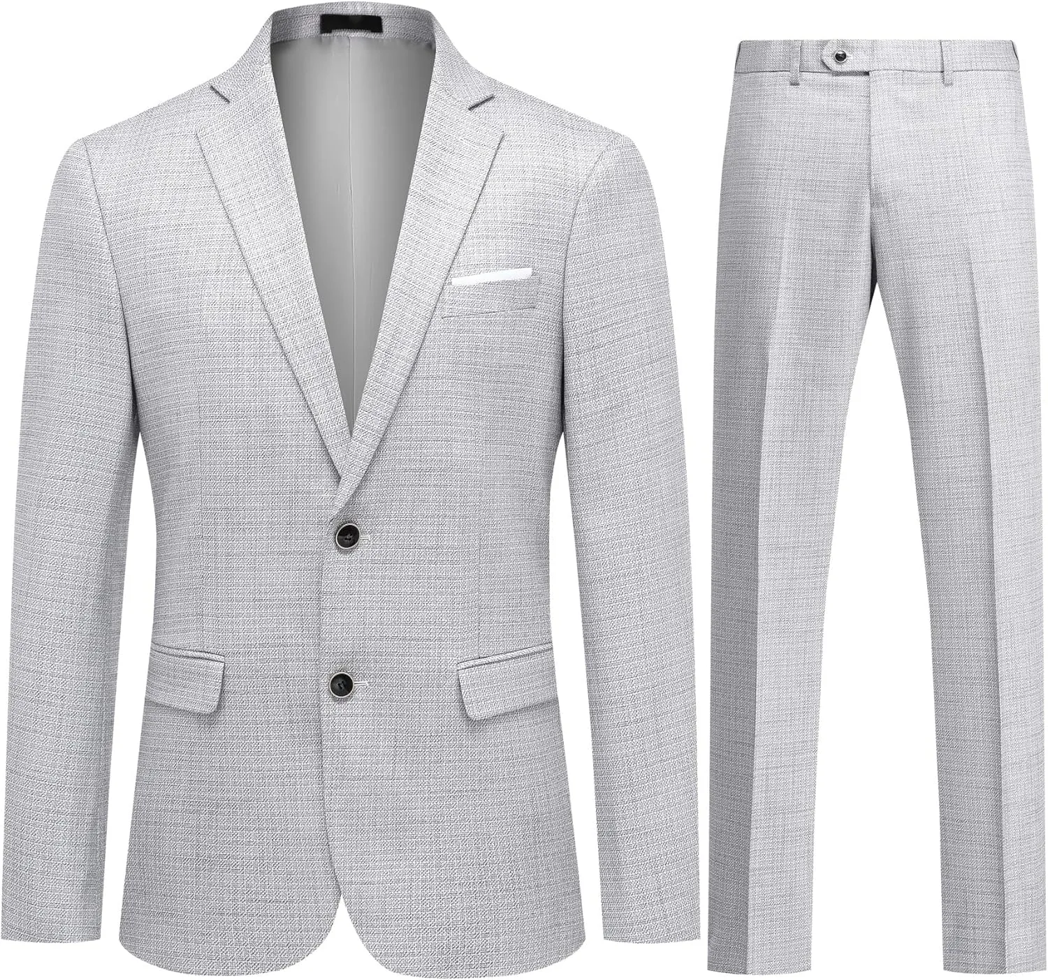 Mens 2 Piece Checked Suit Slim Fit 1 Button Plaid Casual Formal Blazer Pants Set