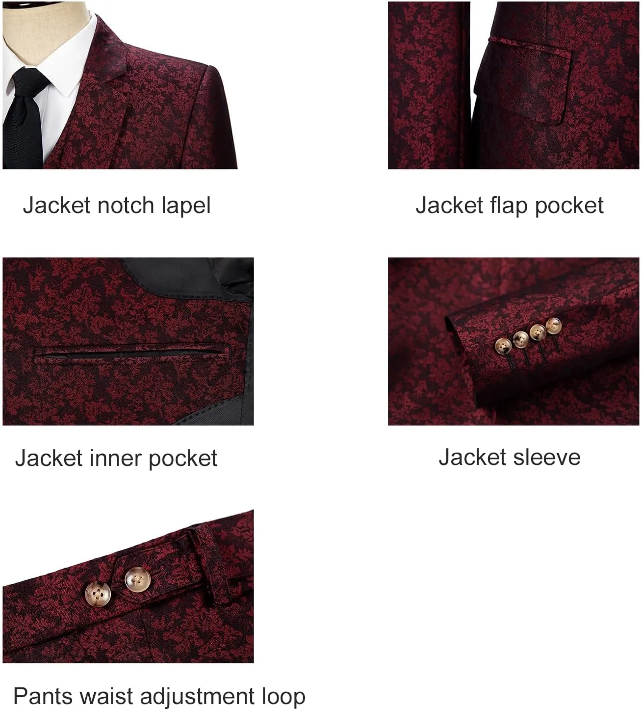 Men's 3 Piece Suits Slim Fit Plaid Double Breasted Blazer Vest Pants Set Wedding Party Tuxedo