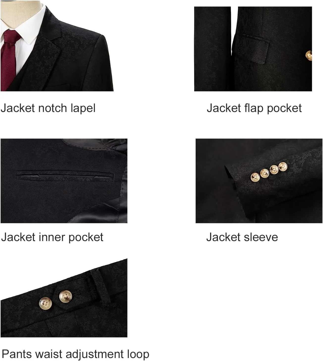 Men's 3 Piece Suits Slim Fit Plaid Double Breasted Blazer Vest Pants Set Wedding Party Tuxedo
