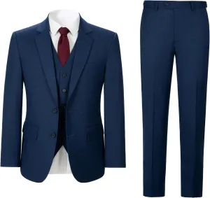 Men's 3 Pieces Slim Fit Plaid Suits Wedding Party Checked Tuxedo Blazer Jacket Vest Pants Suit Set