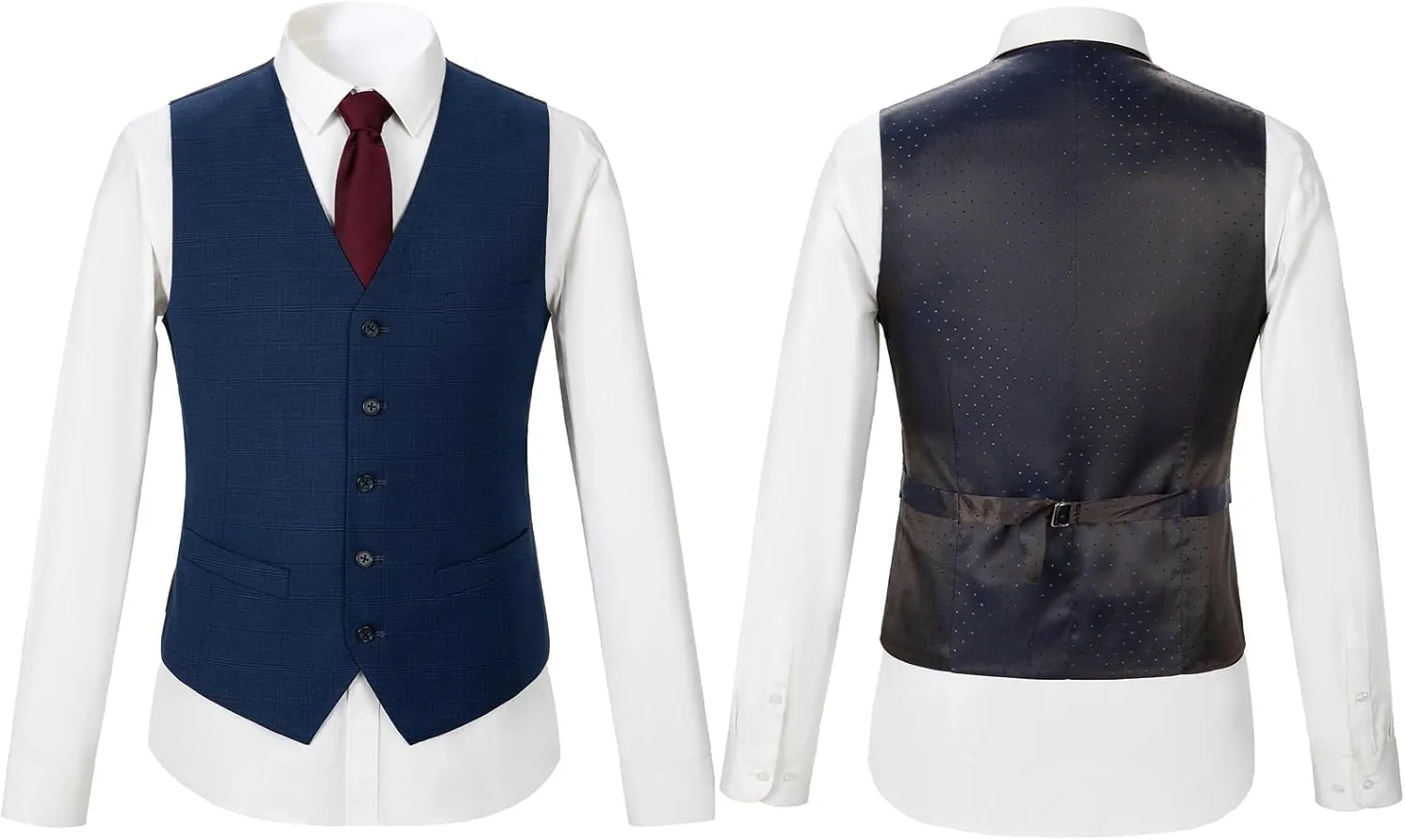 Men's 3 Pieces Slim Fit Plaid Suits Wedding Party Checked Tuxedo Blazer Jacket Vest Pants Suit Set