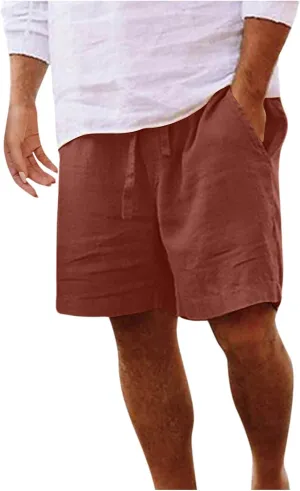 Men's Board Shorts Casual Summer Baggy Bermuda Linen Shorts Comfy Drawstring Resort Dress Surf Beach Vacation Clothes