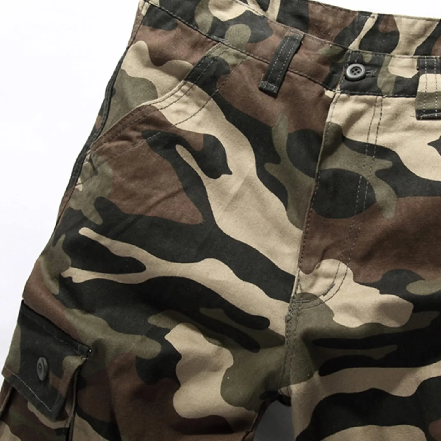 Men's Camo Hiking Pants Lightweight Tactical Pants Fashion Outdoor Stretch Waist Cargo Work Pants with Multi Pockets