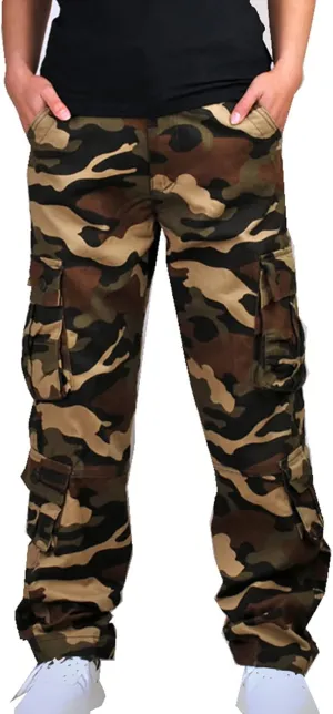 Men's Camo Hiking Pants Lightweight Tactical Pants Fashion Outdoor Stretch Waist Cargo Work Pants with Multi Pockets